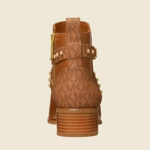 NEW Michael Kors Kincaid Leather Studded Ankle Boots Luggage Color Size 7.5 $295 - Picture 6 of 7